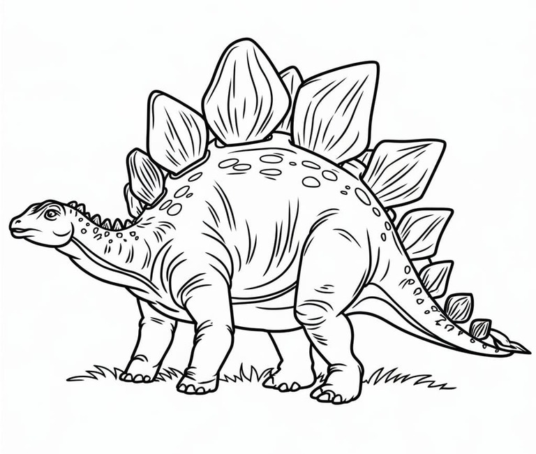 Fise de colorat cu Desenează Stegosaurus imprimabil bazic