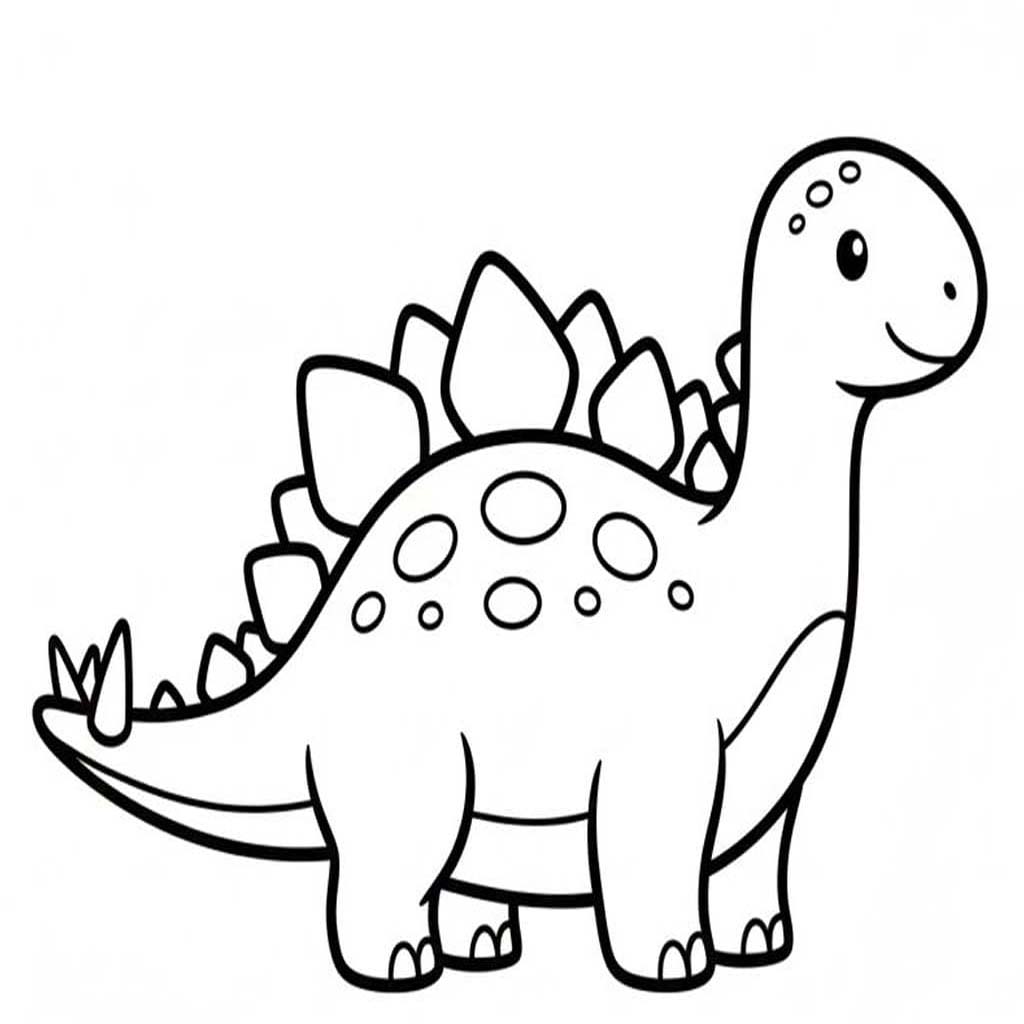 Fise de colorat cu Desenează Stegosaurus imprimabil gratuit simplu