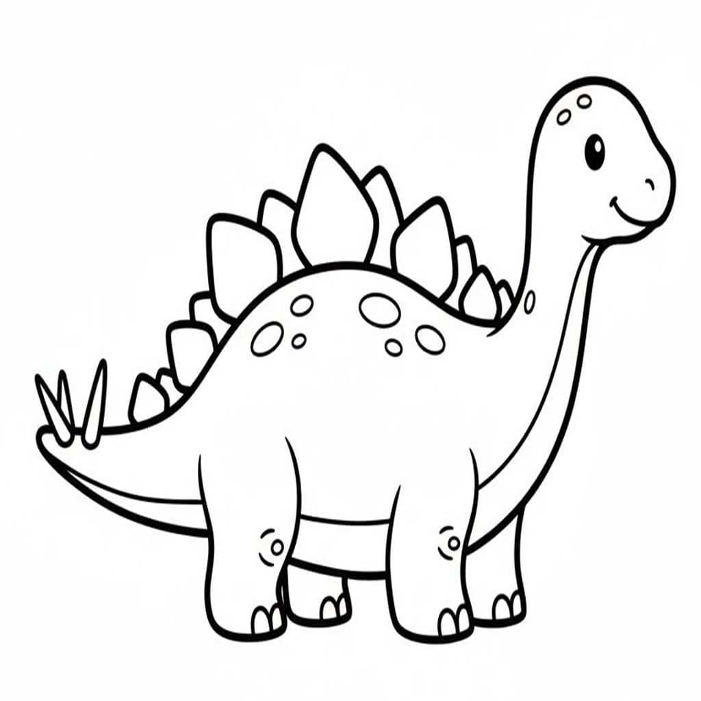 Fise de colorat cu Desenează Stegosaurus imprimabil gratuit uşor
