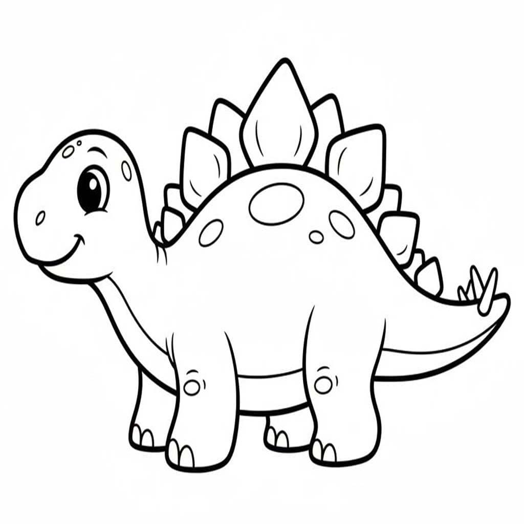 Fise de colorat cu Desenează Stegosaurus imprimabil pentru copii