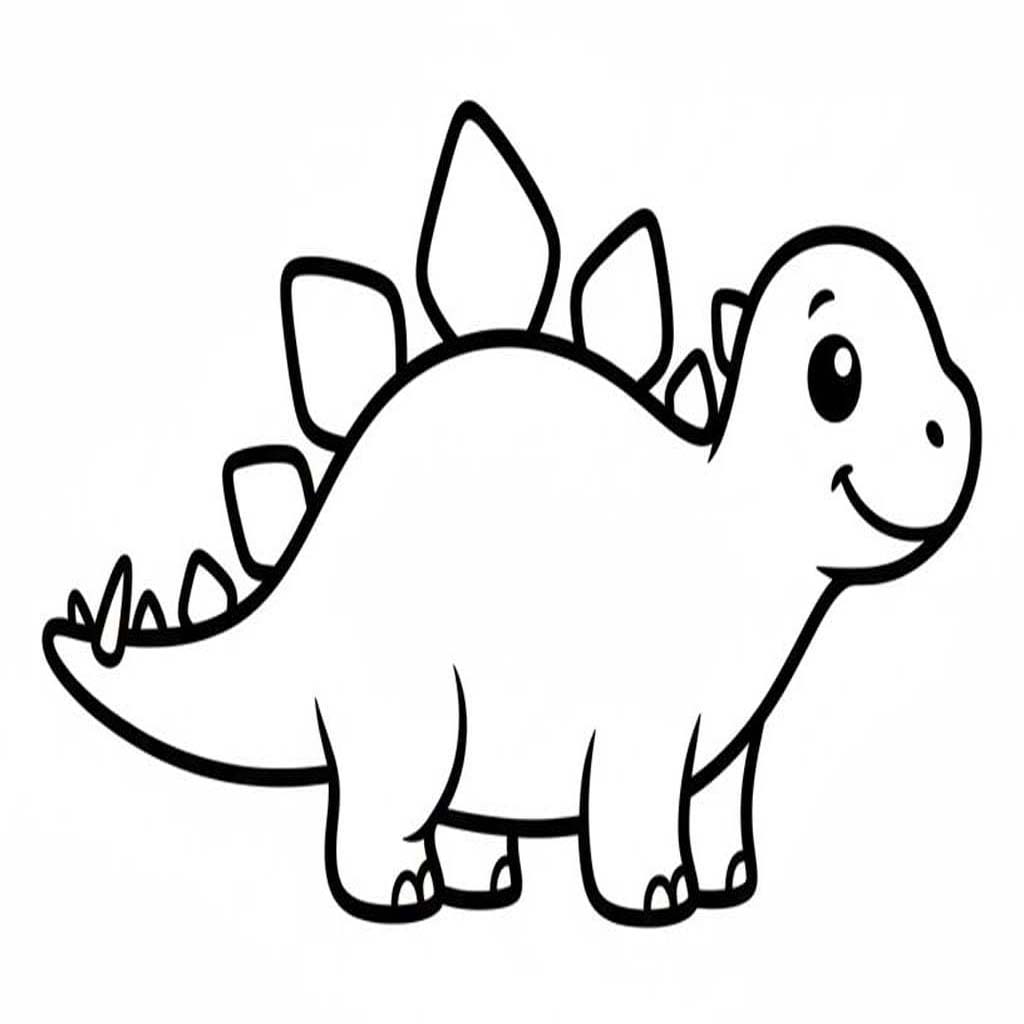 Fise de colorat cu Desenează Stegosaurus imprimabil simplu