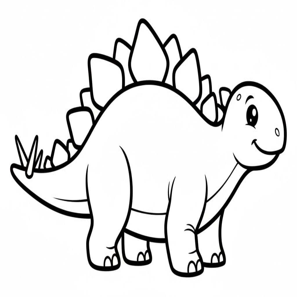 Fise de colorat cu Desenează Stegosaurus imprimabil uşor