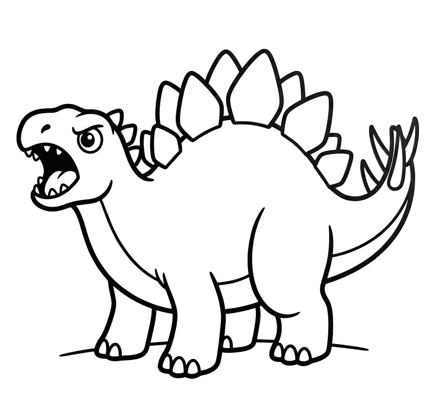 Fise de colorat cu Desenează Stegosaurus la copii