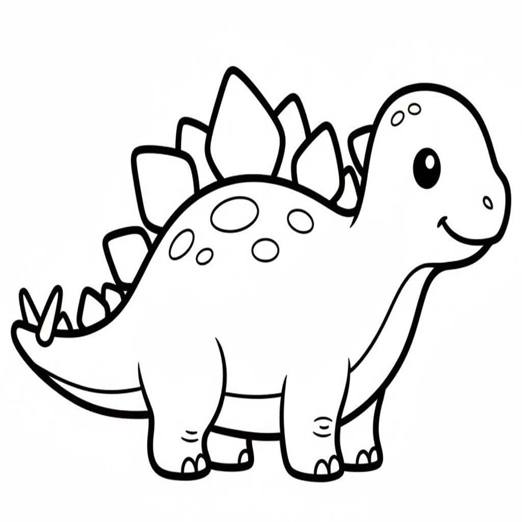 Fise de Colorat cu Desenează Stegosaurus pentru copii