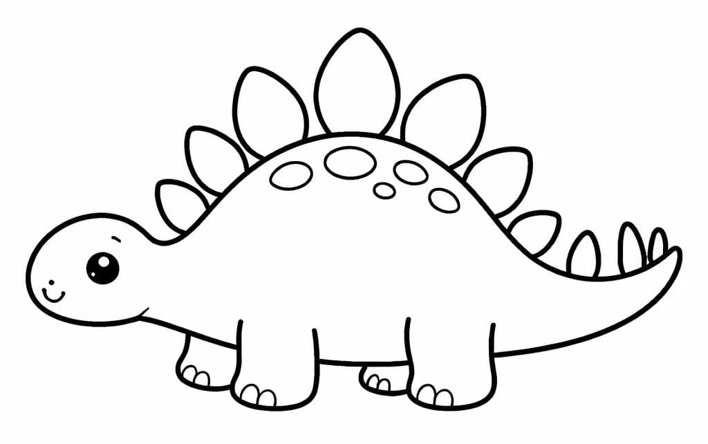 Fise de colorat cu Desenează Stegosaurus simplu