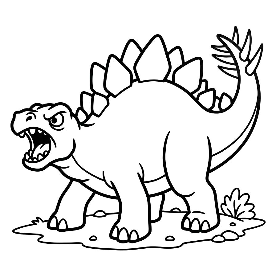 Fise de colorat cu Desenează Stegosaurus uşor la copii