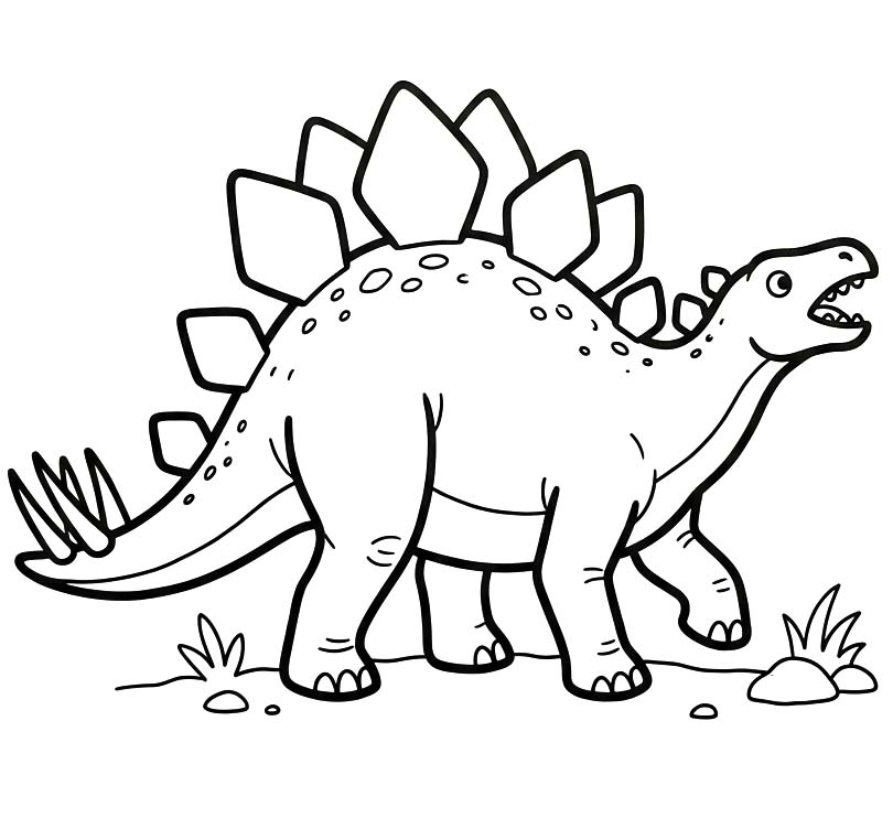 Fise de colorat cu Desenează Stegosaurus