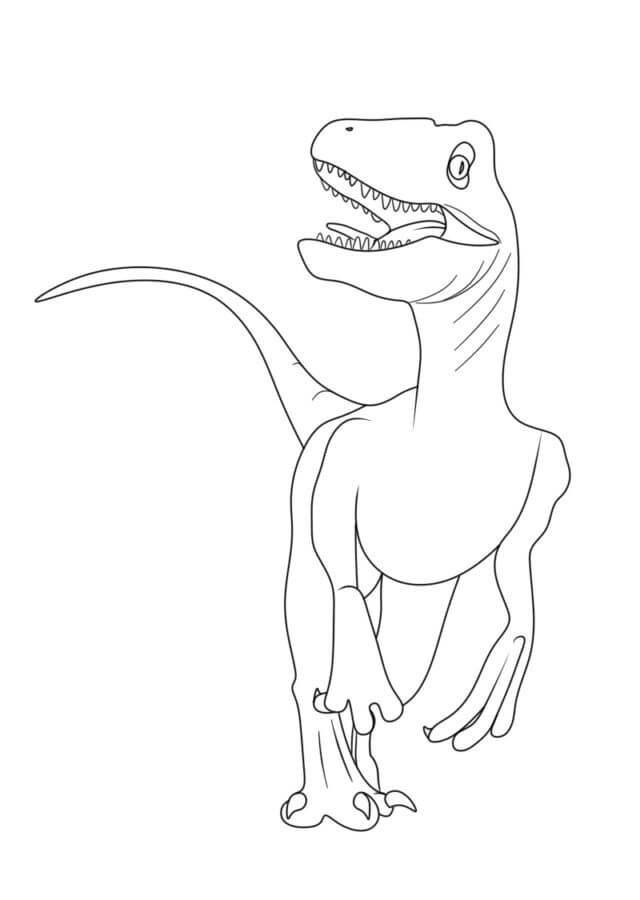 Fise de colorat cu Desenează Velociraptor gratuit simplu