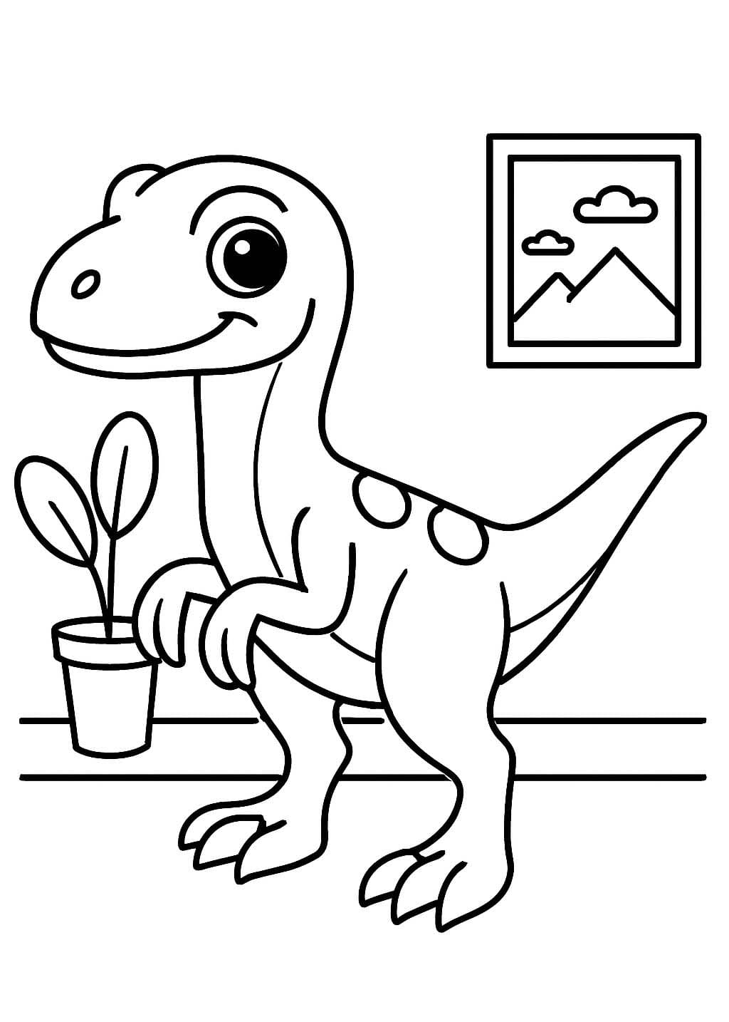 Fise de colorat cu Desenează Velociraptor gratuit uşor