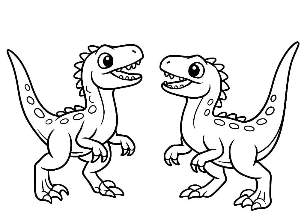 Fise de colorat cu Desenează Velociraptor imprimabil gratuit bazic