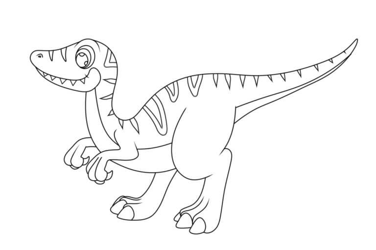 Fise de colorat cu Desenează Velociraptor imprimabil gratuit simplu