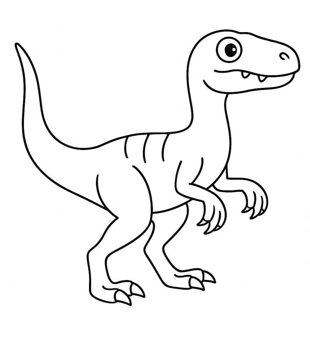 Fise de colorat cu Desenează Velociraptor la copii
