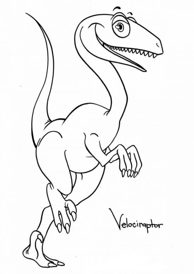 Fise de colorat cu Desenează Velociraptor simplu