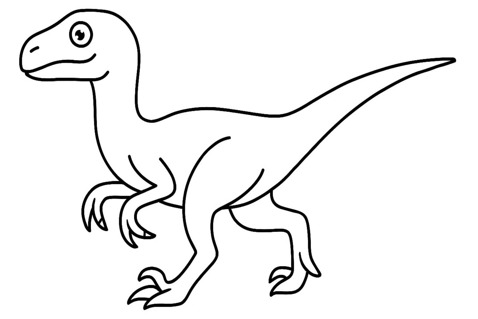Fise de colorat cu Desenează Velociraptor uşor la copii
