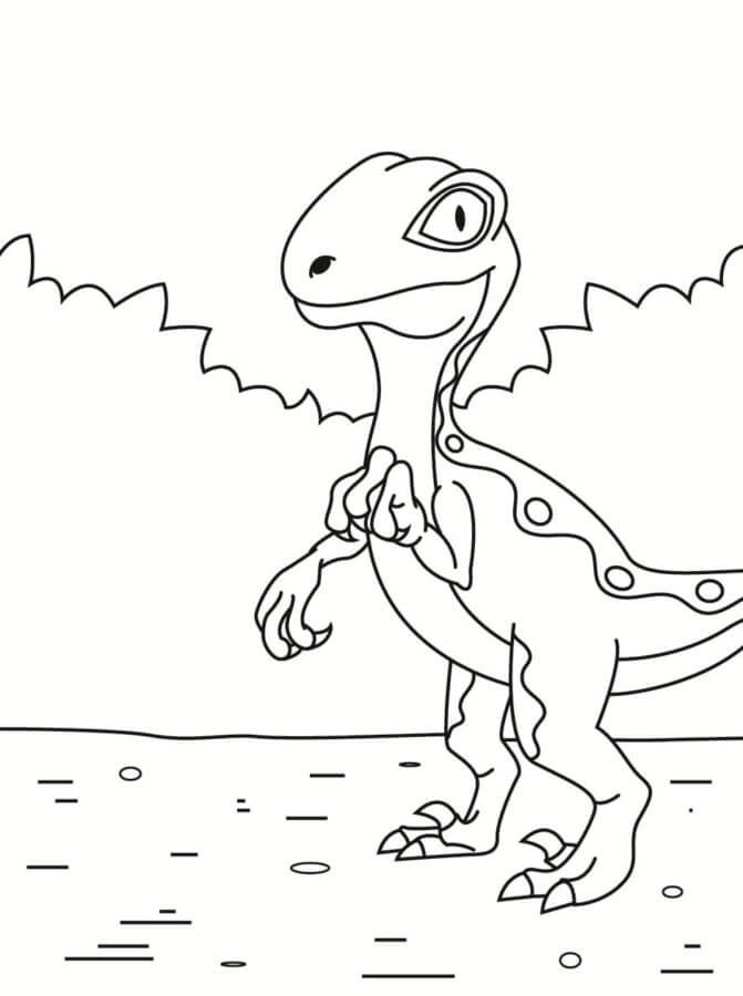 Fise de colorat cu Desenează Velociraptor uşor