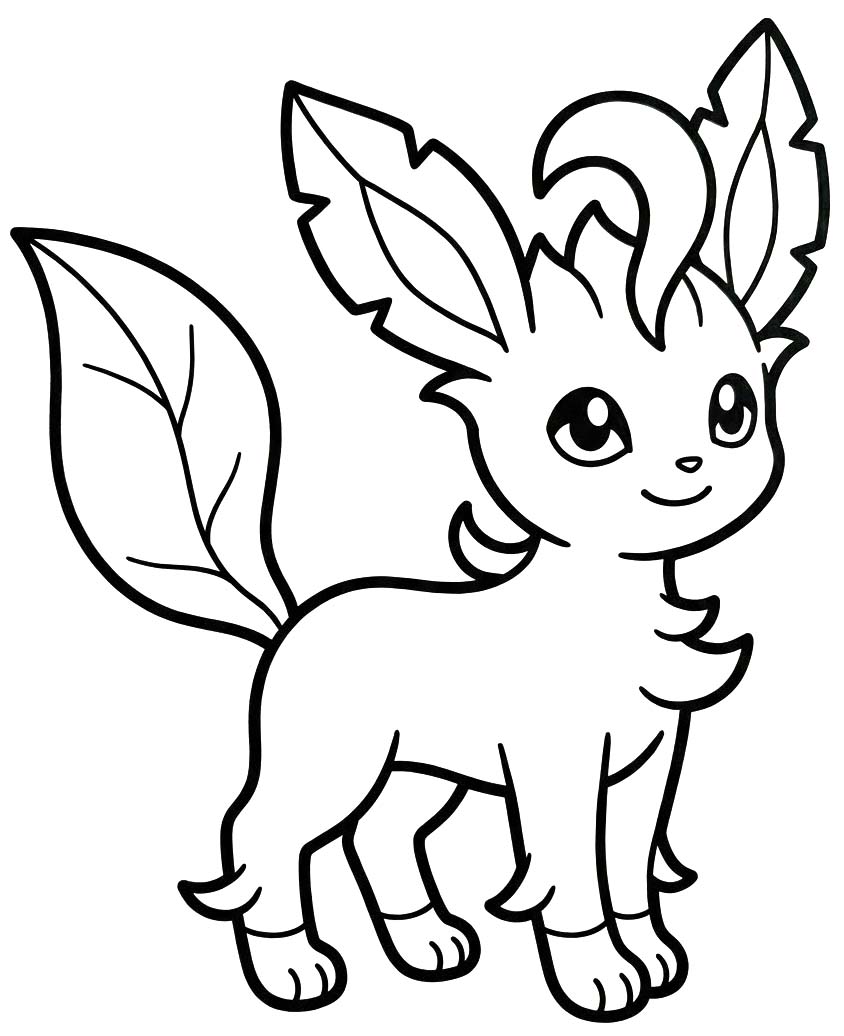 Fise de colorat cu Leafeon bazic la copii