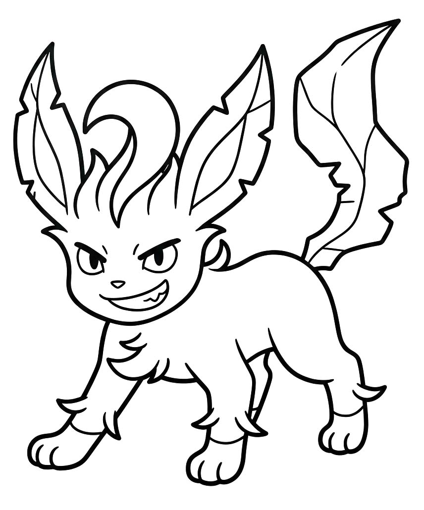 Fise de colorat cu Leafeon gratuit bazic