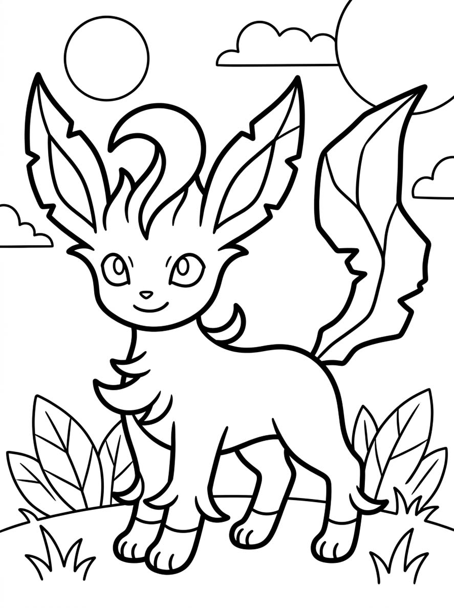 Fise de colorat cu Leafeon gratuit