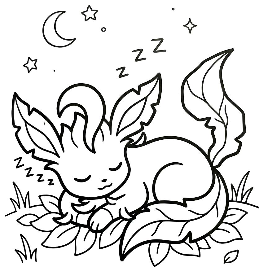 Fise de colorat cu Leafeon imprimabil gratuit