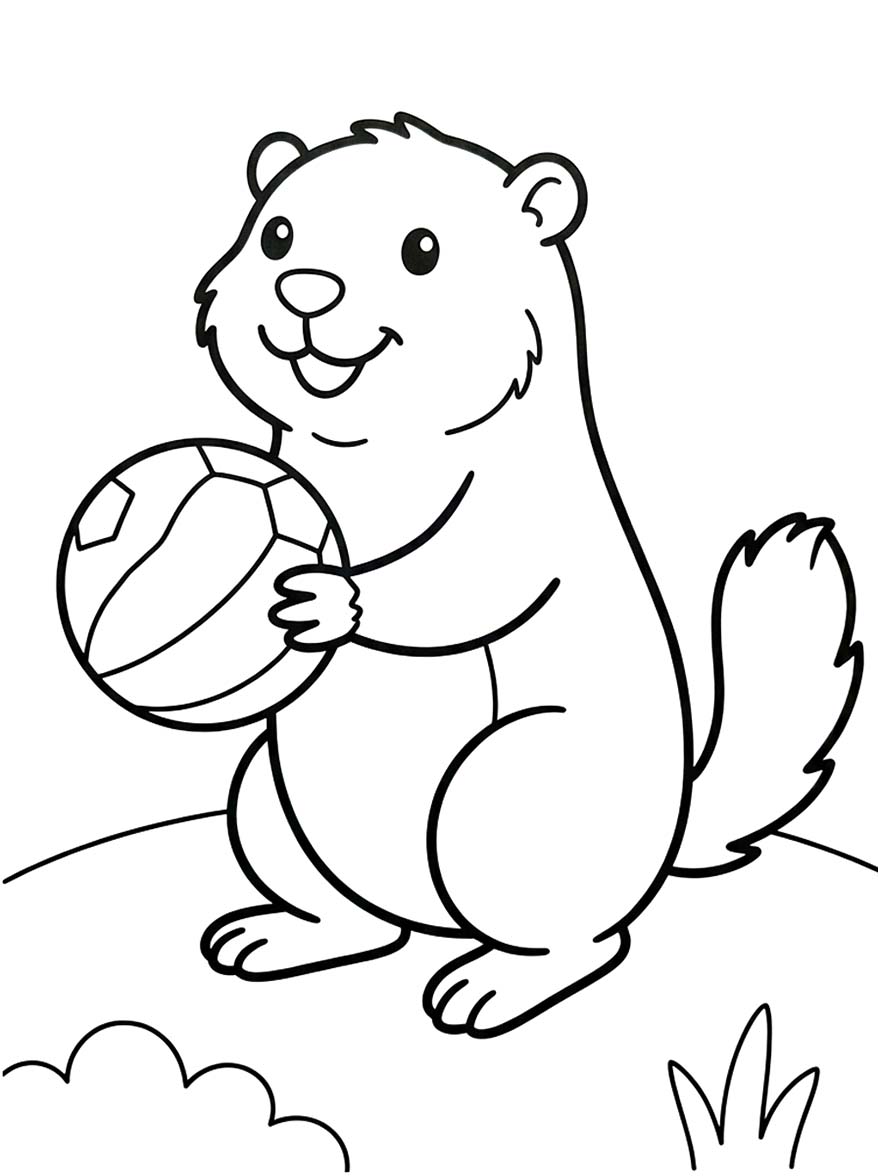 Fise de colorat cu Marmota bazic la copii
