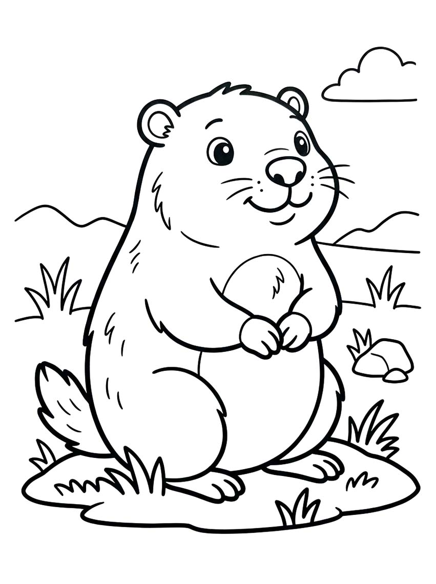 Fise de colorat cu Marmota gratuit bazic