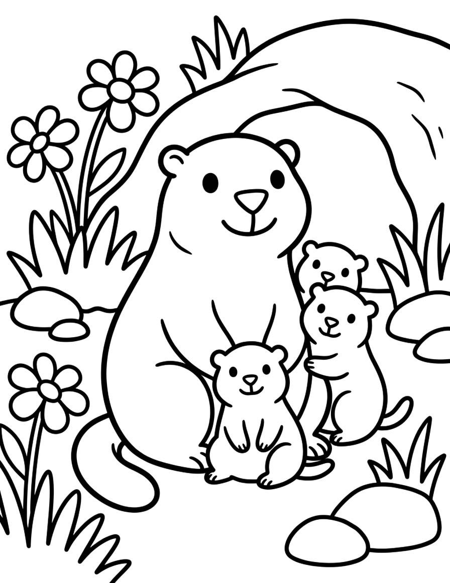 Fise de colorat cu Marmota gratuit pentru copii