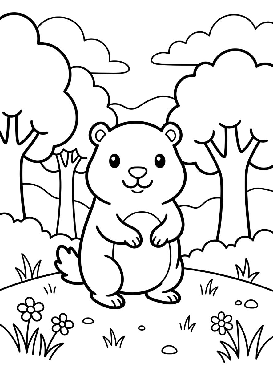 Fise de colorat cu Marmota gratuit uşor