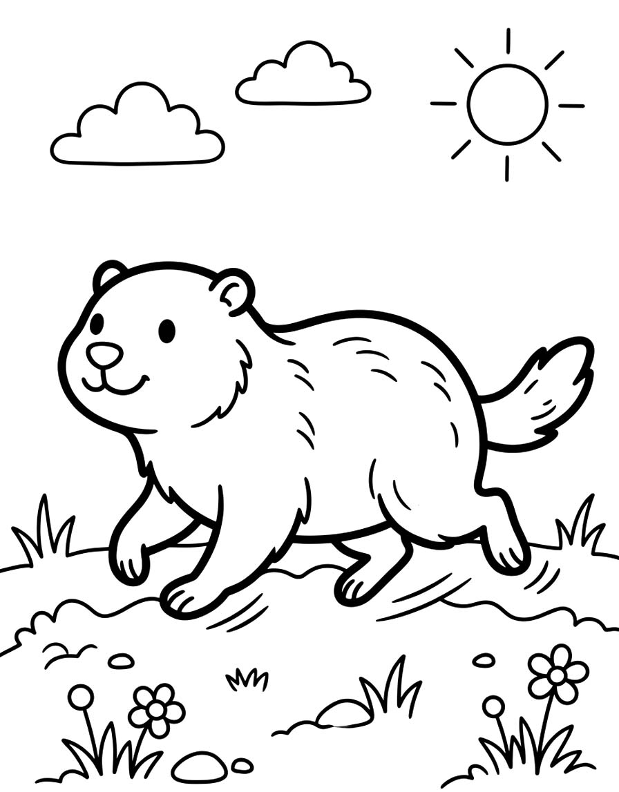 Fise de colorat cu Marmota gratuit