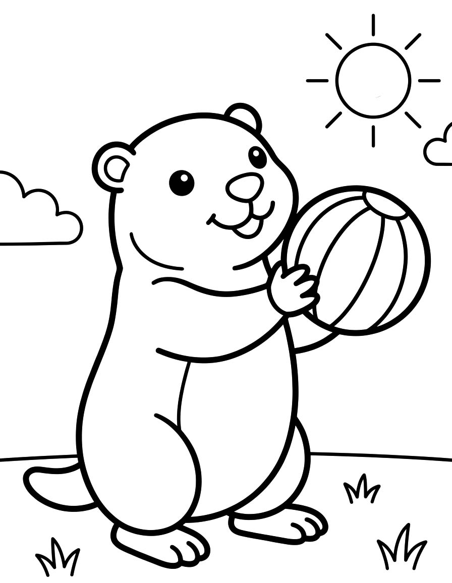 Fise de colorat cu Marmota imprimabil gratuit bazic