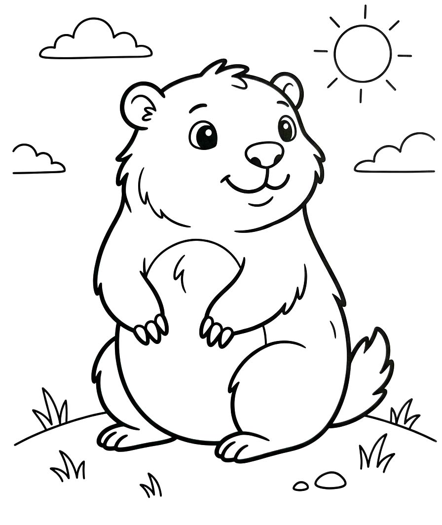 Fise de colorat cu Marmota imprimabil gratuit uşor