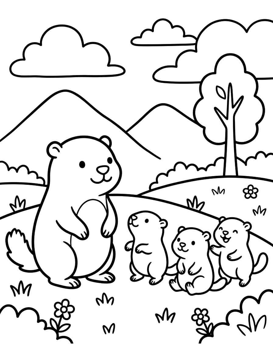 Fise de colorat cu Marmota imprimabil pentru copii