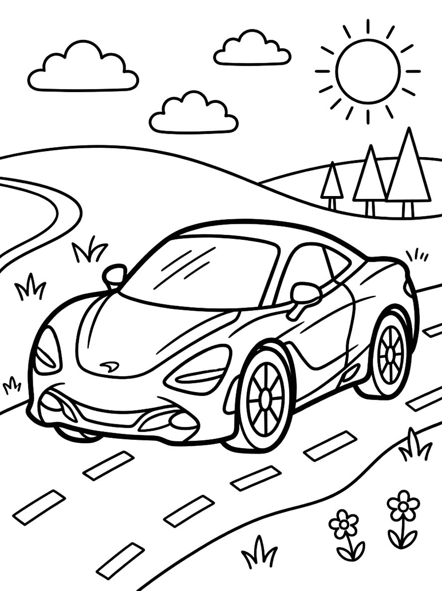 Fise de colorat cu McLaren imprimabil gratuit pentru copii