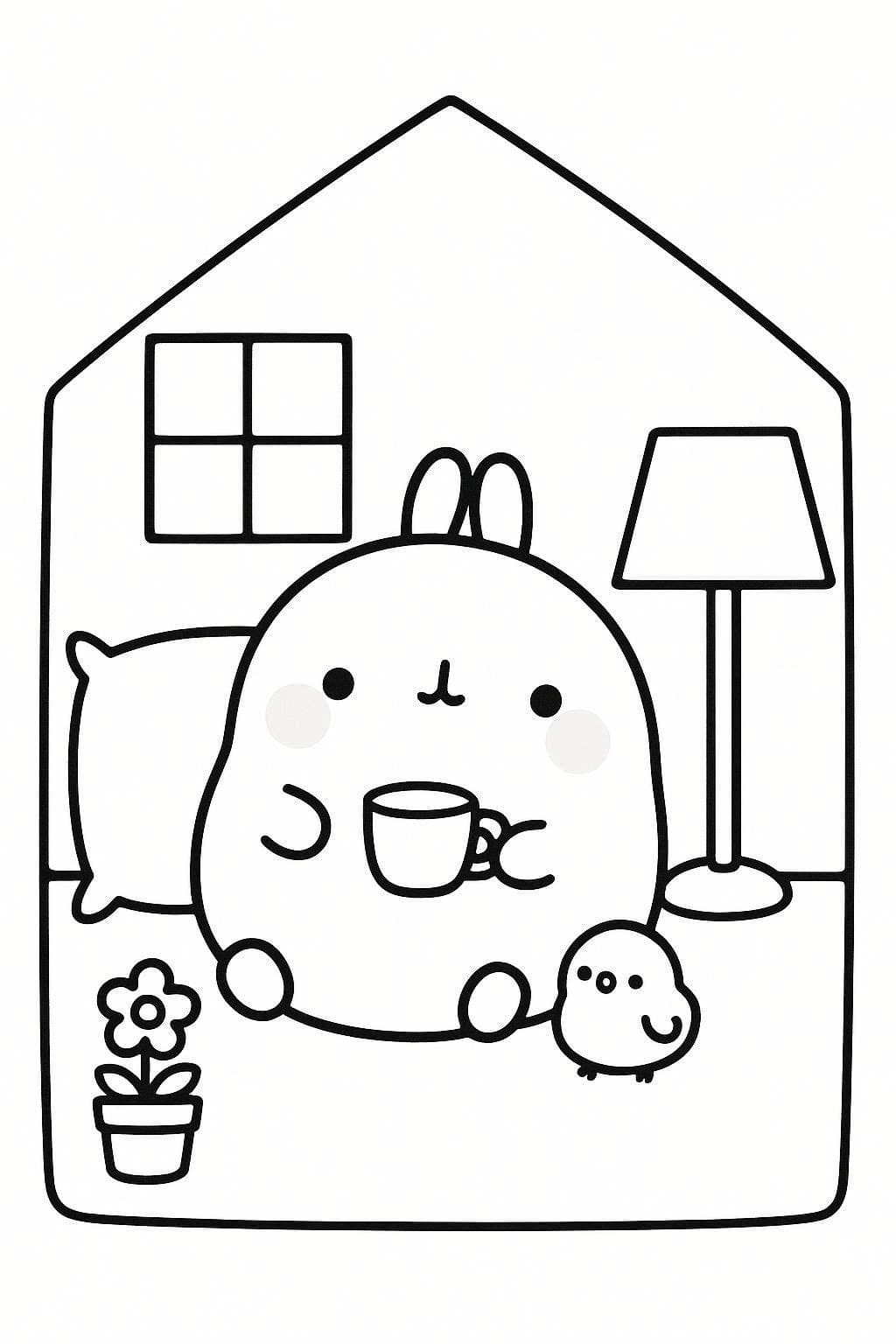 Fise de colorat cu Molang gratuit simplu