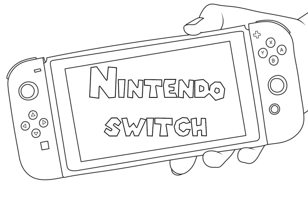 Fise de colorat cu Nintendo Switch bazic la copii