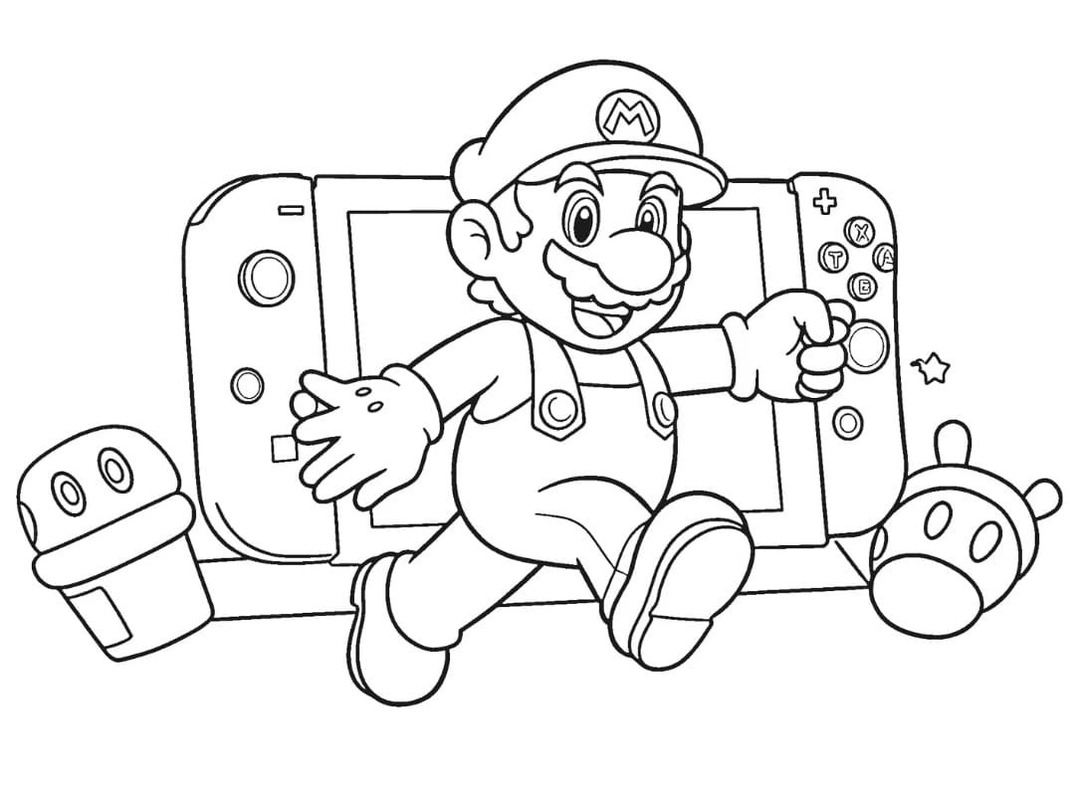 Fise de colorat cu Nintendo Switch imprimabil simplu