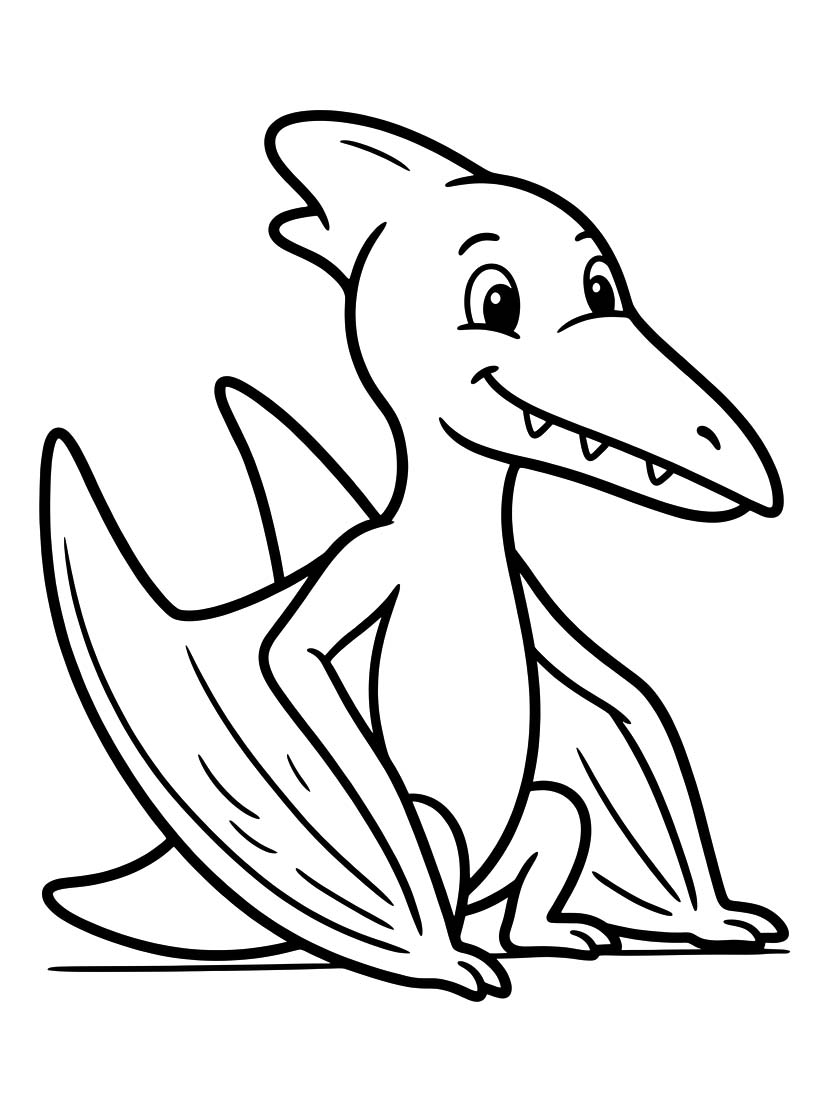 Fise de colorat cu Pterodactil gratuit bazic