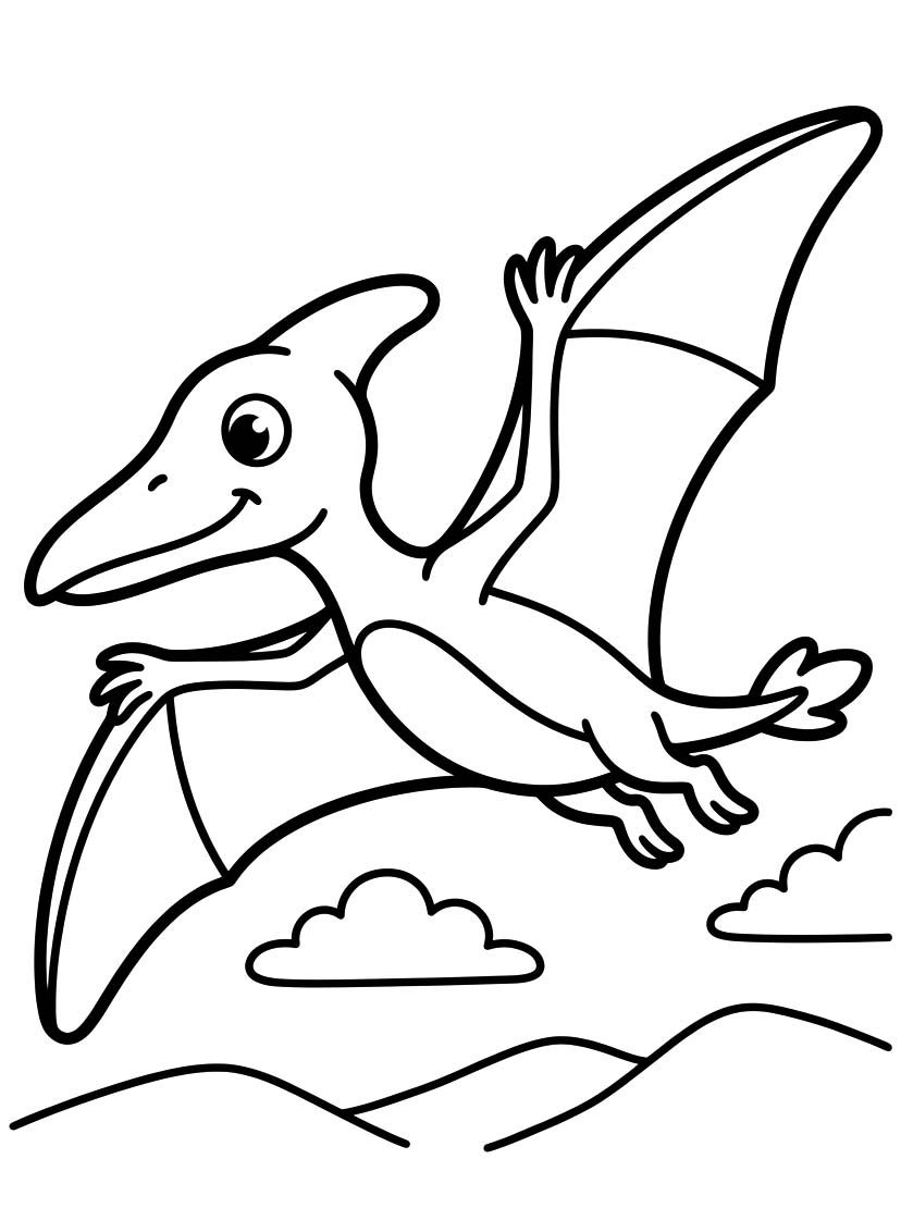 Fise de colorat cu Pterodactil gratuit pentru copii