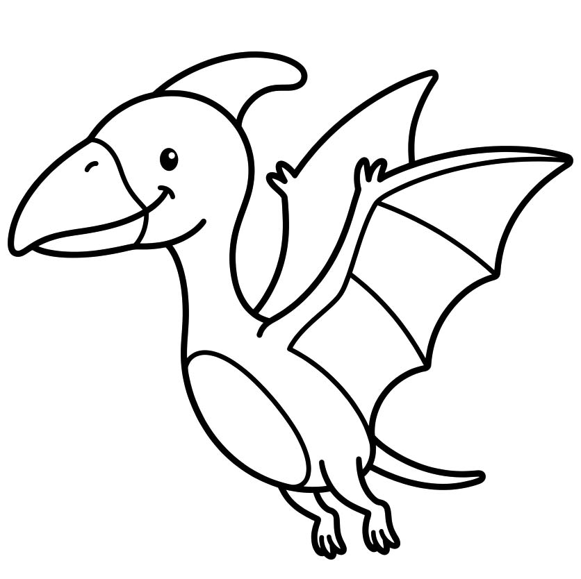 Fise de colorat cu Pterodactil imprimabil gratuit simplu