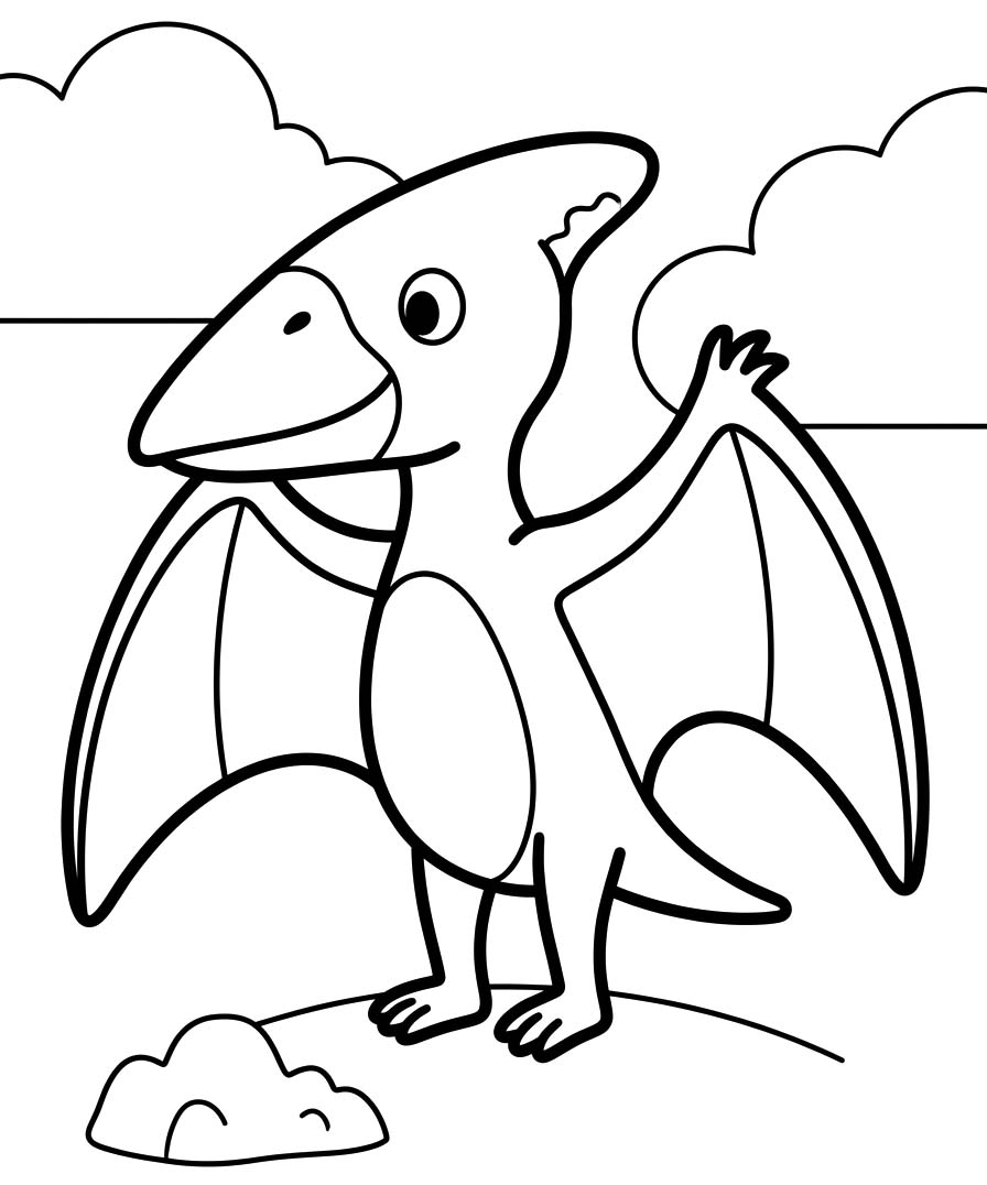 Fise de colorat cu Pterodactil pentru copii