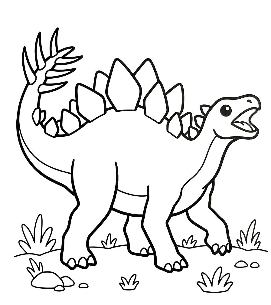 Fise de colorat cu Stegosaurus bazic la copii