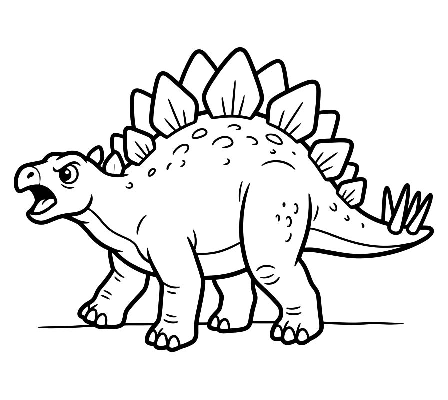 Fise de colorat cu Stegosaurus gratuit simplu