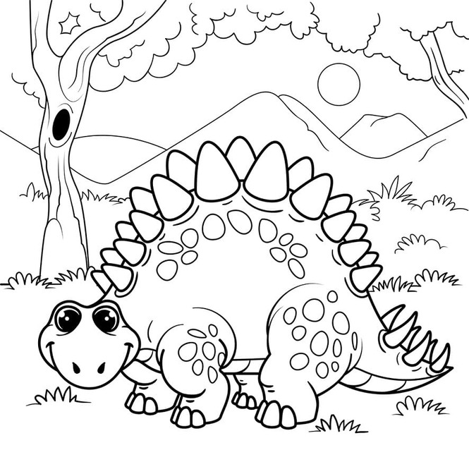 Fise de colorat cu Stegosaurus imprimabil gratuit pentru copii