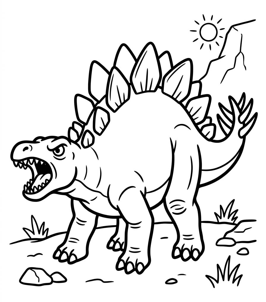 Fise de colorat cu Stegosaurus imprimabil gratuit simplu