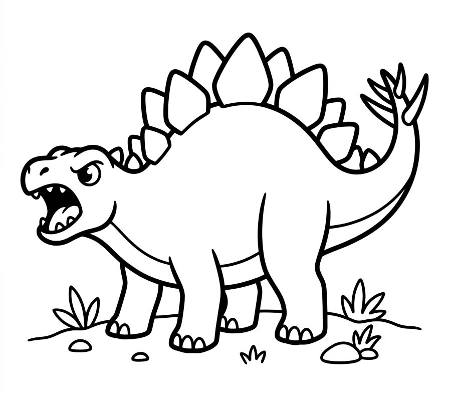 Fise de colorat cu Stegosaurus imprimabil simplu