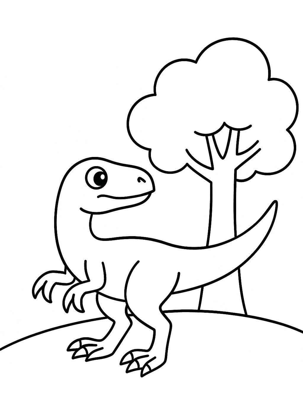 Fise de colorat cu Velociraptor gratuit bazic