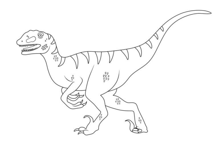 Fise de colorat cu Velociraptor imprimabil gratuit bazic