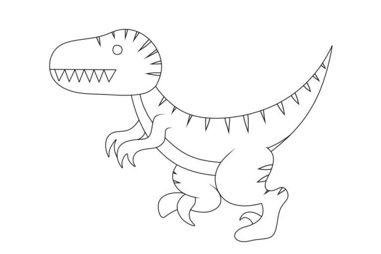 Fise de colorat cu Velociraptor imprimabil gratuit simplu
