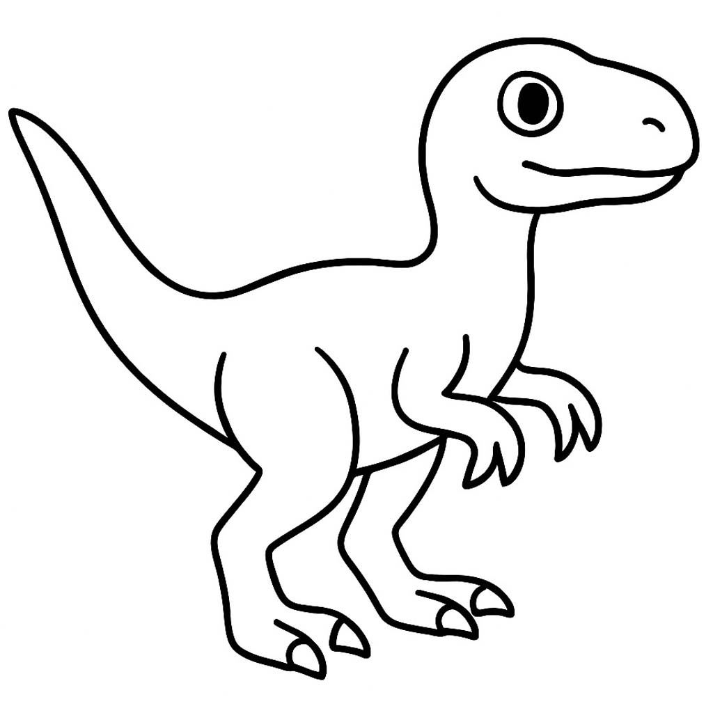 Fise de colorat cu Velociraptor uşor la copii
