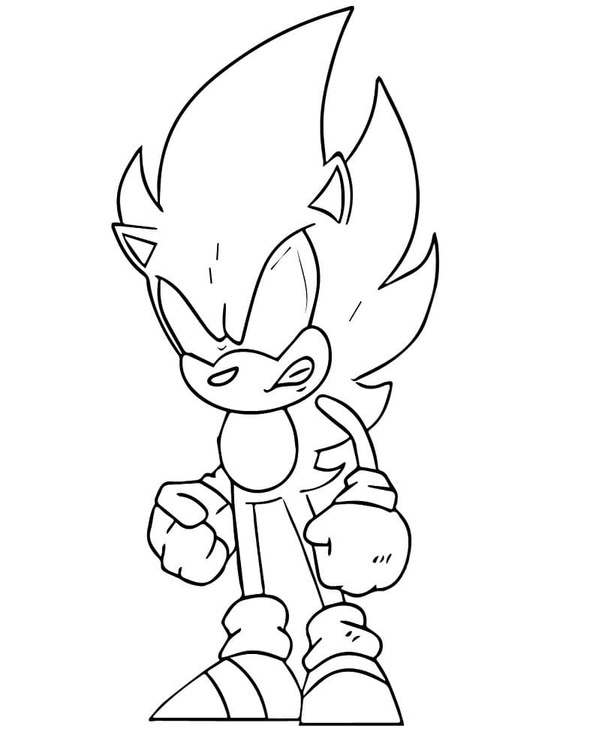Fise de colorat cu Dark Sonic gratuit bazic