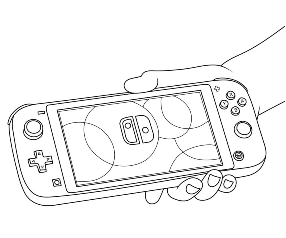 Fise de colorat cu Desenează Nintendo Switch imprimabil gratuit simplu